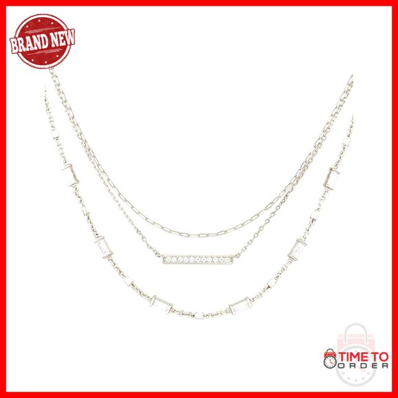Silver Triple Strand Layered Necklace Elegant Minimal Chic Lobster Clasp